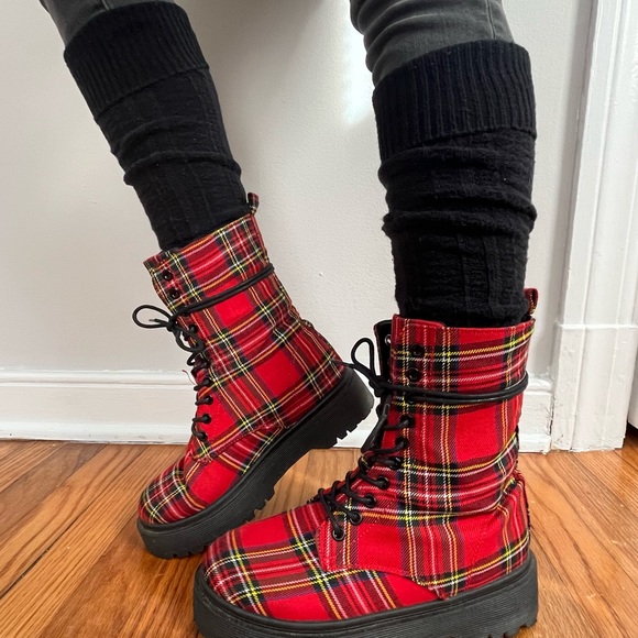 SPRING SALE - Plaid Lace-Up Women's Boots - Picture 3 of 5